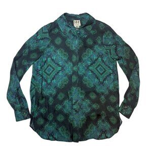 Haute Hippie Green Silk Print Top